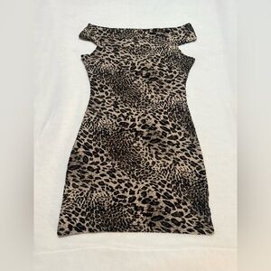 Leopard Off shoulder bodycon mini dress